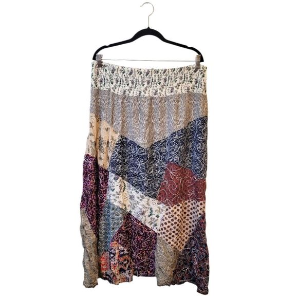 Blue Sky Women's Boho Patchwork Embroidered Midi Skirt Size XXL - Picture 1 of 6